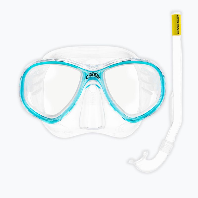Detská sada na šnorchlovanie Cressi Perla Jr + Minigringo clear/aquamarine 2