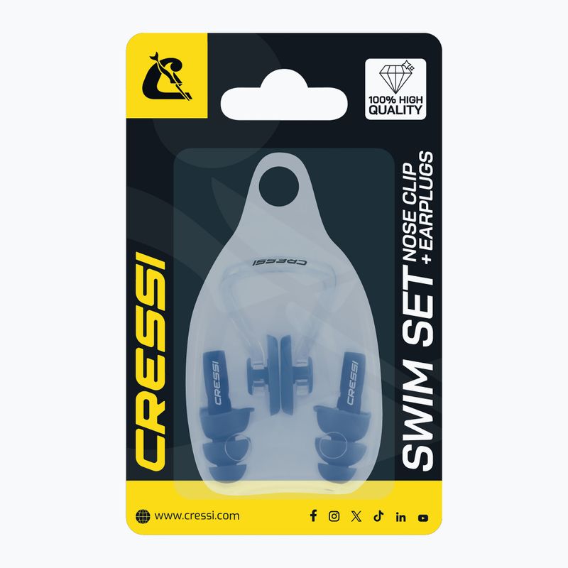 Cressi Aqua Kit Ušné zátky + klip na nos modrá 4