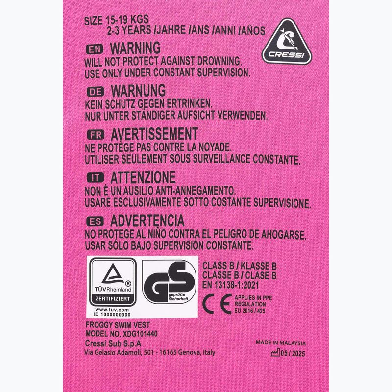 Detská bezpečnostná vesta Cressi Froggy pink/lilac 4