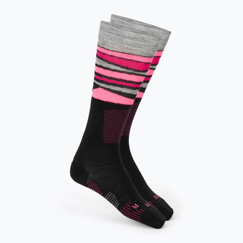 Dámske lyžiarske ponožky Mico Light Weight Superthermo Natural Merino Ski black/fluorescent fuchsia