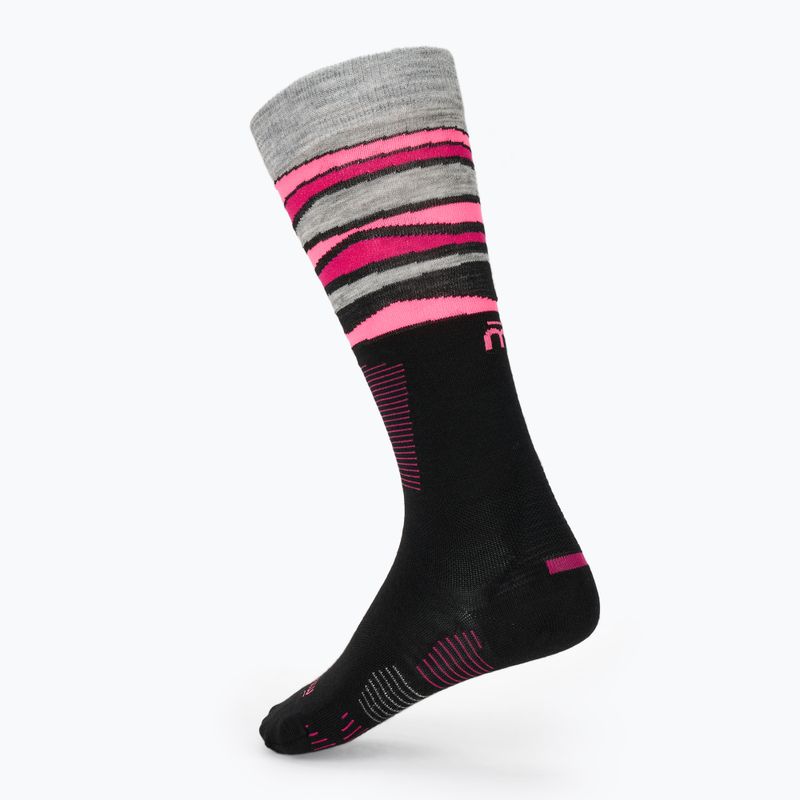 Dámske lyžiarske ponožky Mico Light Weight Superthermo Natural Merino Ski black/fluorescent fuchsia 2