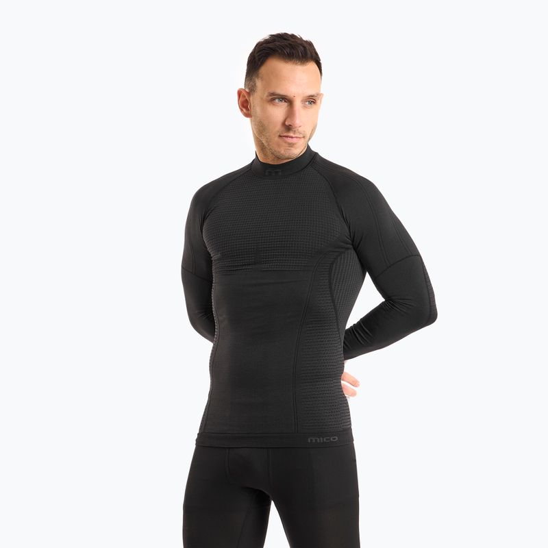 Pánska termoakčná mikina Mico Odor Zero Mock Neck nero