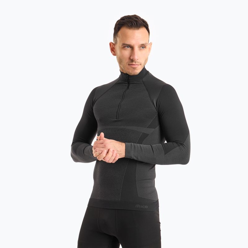 Pánske termotričko Mico Warm Control Zip Neck čierne IN1852