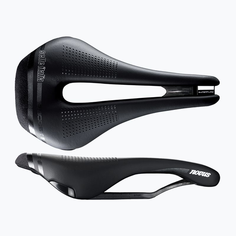 Selle Italia Novus Boost Kit Carbonio Superflow L Ti 316 Rail Fibra-Tek sedlo na bicykel čierne SIT-8A82ICA1