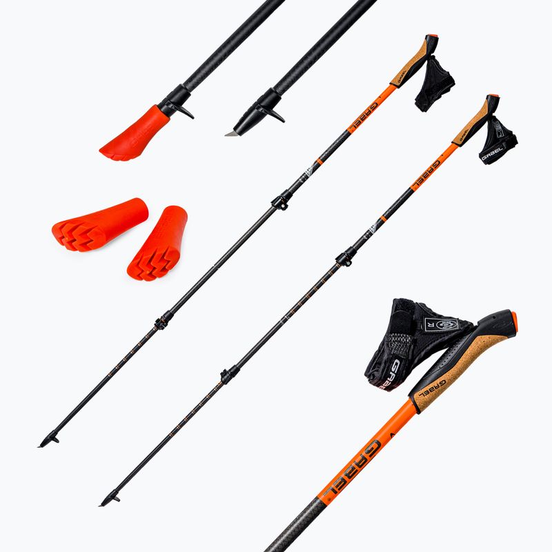 Palice na nordic walking GABEL Carbon XT 3S 100 F.L. black-orange 7009351420000 4