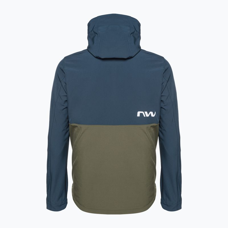 Pánska cyklistická bunda Northwave Easy Out Softshell tmavomodrá / lesná zelená 2