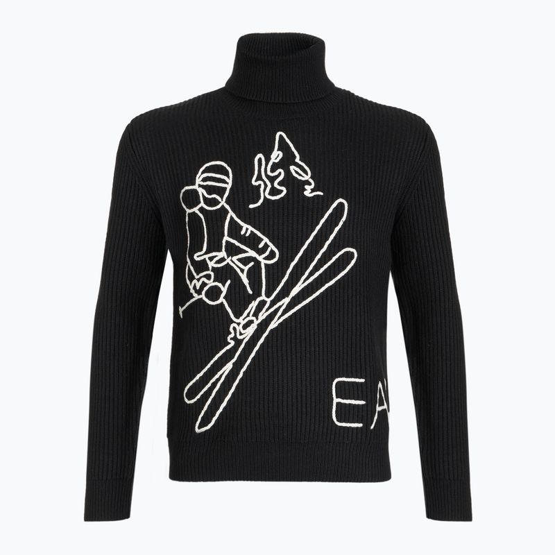 Pánsky sveter EA7 Emporio Armani Mountain Apres Ski Embroidery Knitted black / bianco emb