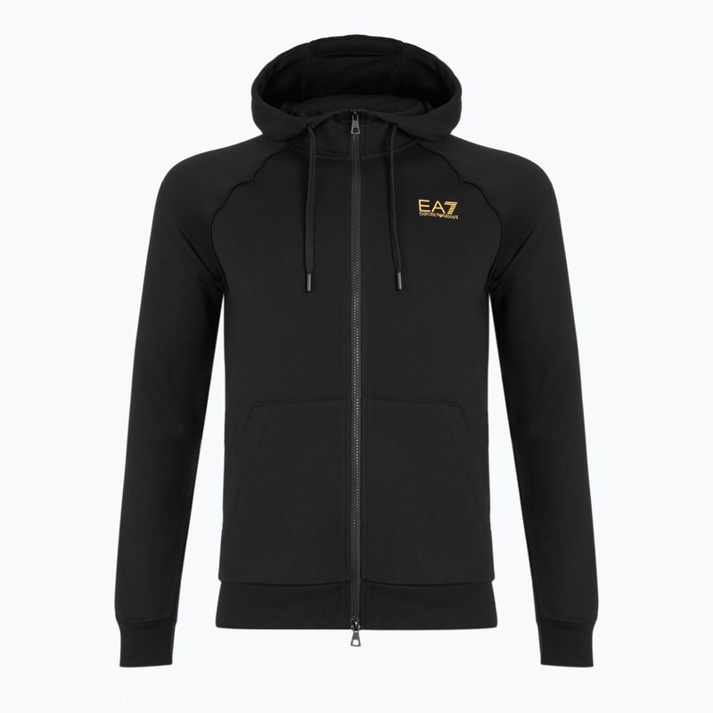Pánska mikina Emporio Armani EA7 Train Logo Series Extended Logo Hoodie Fz black / gold