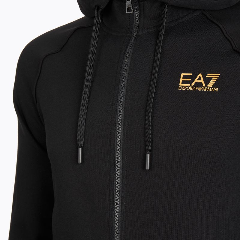 Pánska mikina Emporio Armani EA7 Train Logo Series Extended Logo Hoodie Fz black / gold 3