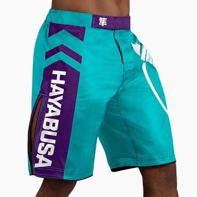 Hayabusa Icon Fight teal/white tréningové šortky 2