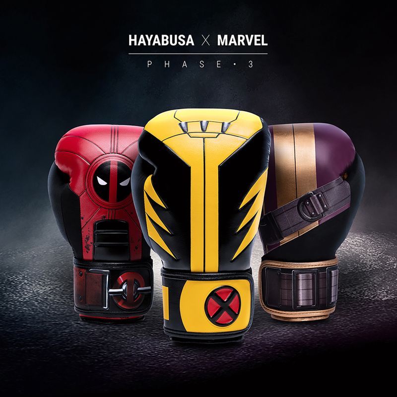 Hayabusa Marvel's Batroc fialové/zlaté boxerské rukavice 17