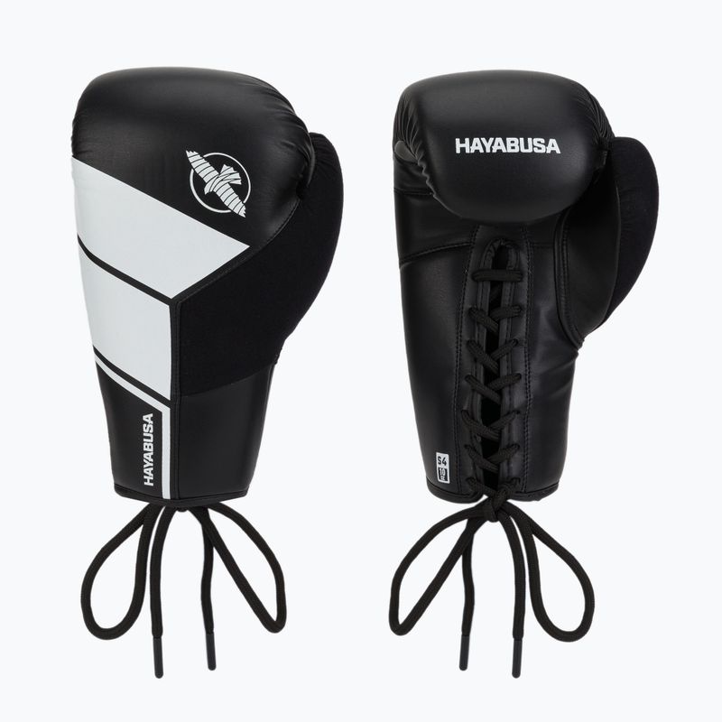 Hayabusa S4 Lace Up boxerské rukavice biele S4LACBG-BK 3