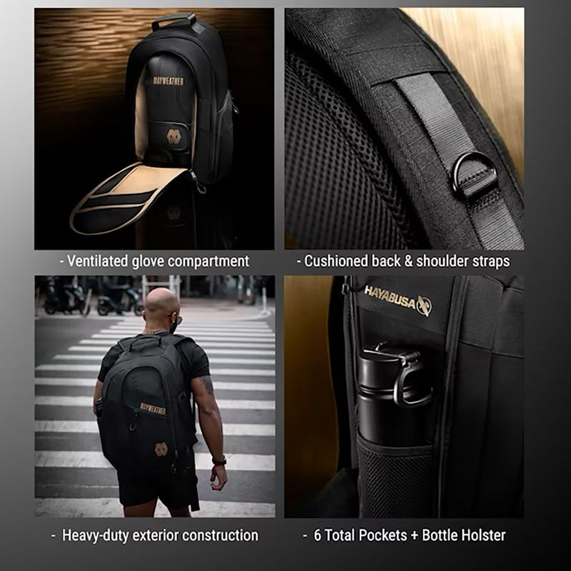 Hayabusa Mayweather Boxerský tréningový batoh 30 l black/gold 12