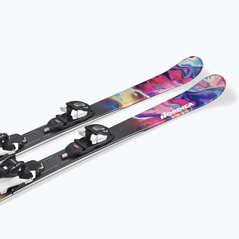 Detské zjazdové lyže + viazanie Nordica Unleashed JR + J7.0 FDT rainbow 7