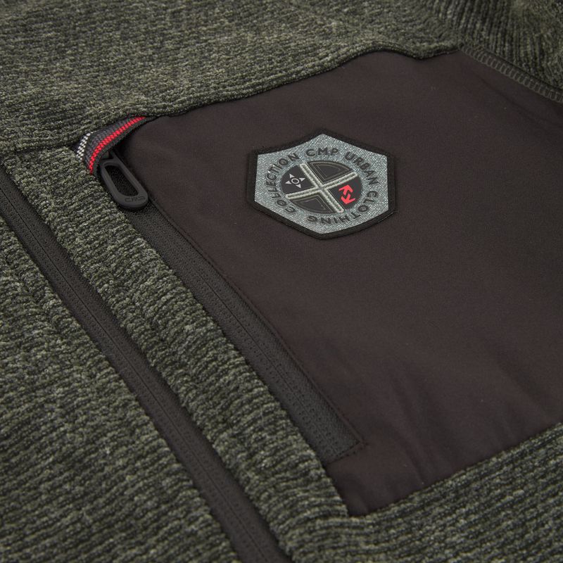 Pánska fleecová mikina CMP 35H3907 Melange Knitted forest melange/black/red 4