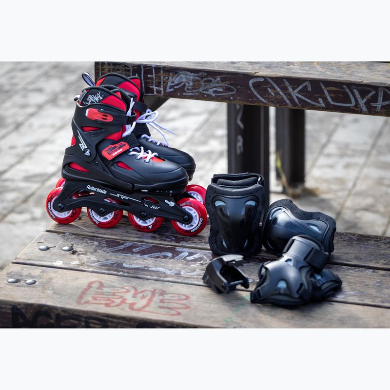 Detské kolieskové korčule s chráničmi Rollerblade Fury Combo Jr black/red 2
