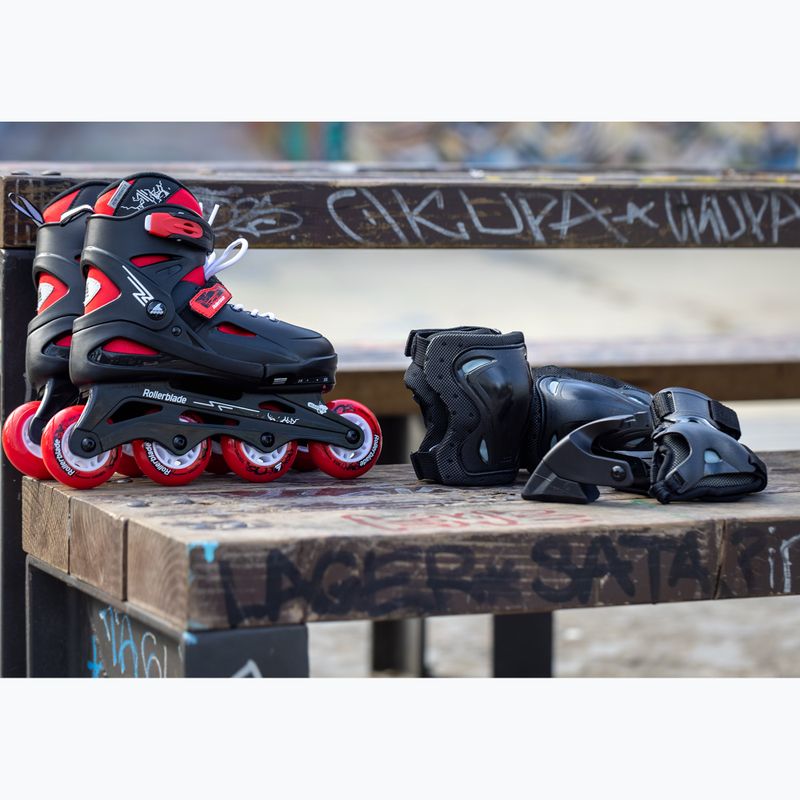 Detské kolieskové korčule s chráničmi Rollerblade Fury Combo Jr black/red 3