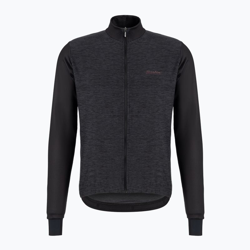 Pánska cyklistická mikina Santini Colore Puro Thermal Jersey čierna 3W21675RCOLORPURO