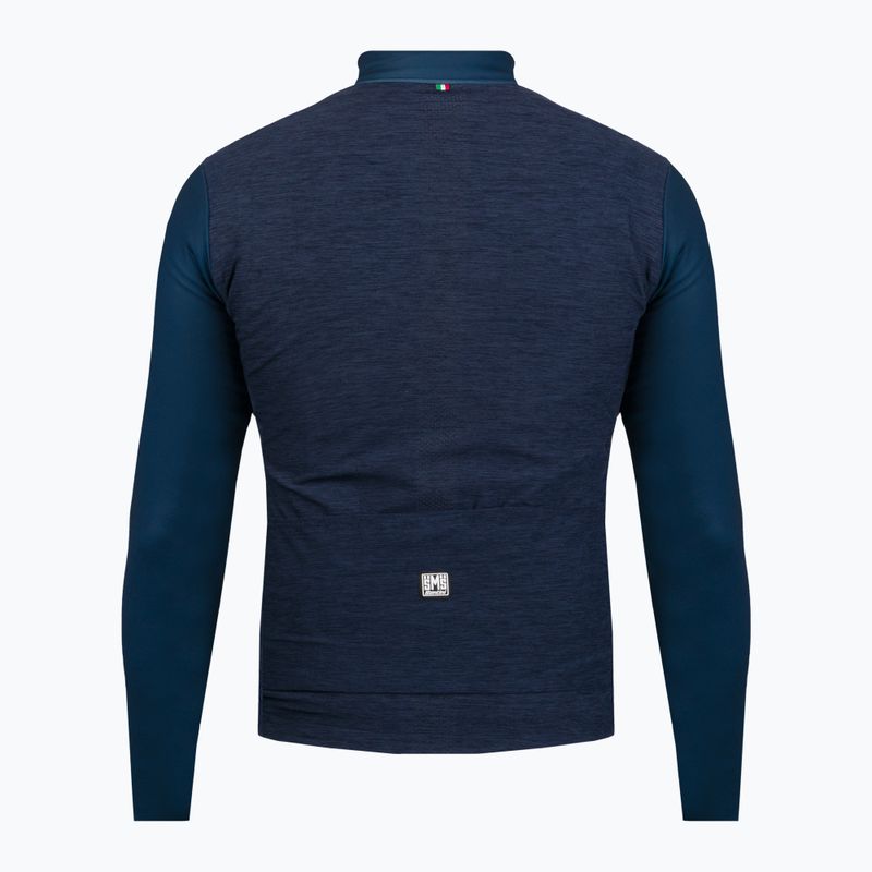 Pánska cyklistická mikina Santini Colore Puro Thermal Jersey tmavomodrá 3W21675RCOLORPURO 2