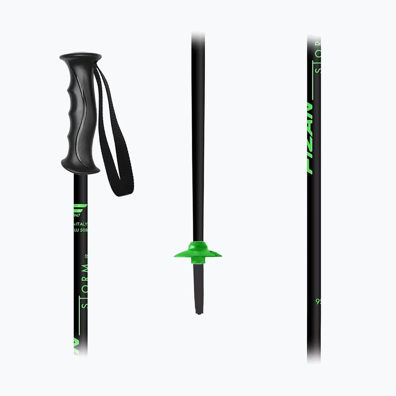 Detské lyžiarske palice Fizan Storm Jr black/green 2