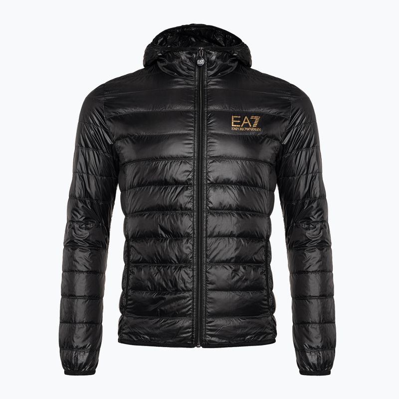 Pánska bunda EA7 Emporio Armani Train Core ID Down Light Hoodie black/gold s logom 7