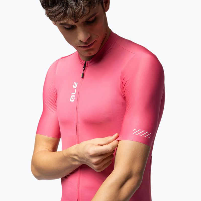 Pánsky cyklistický dres Alé Color Block flamingo pink 3