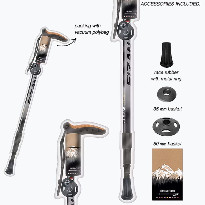 Nordic walking prútik Fizan Classic Micro grey 3