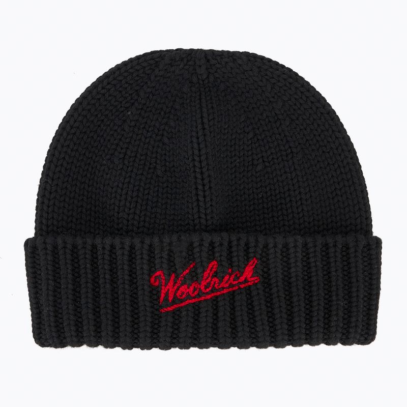 Pánska zimná čiapka Woolrich Merino Wool Logo Beanie black