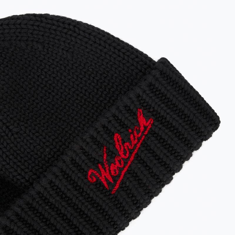 Pánska zimná čiapka Woolrich Merino Wool Logo Beanie black 3