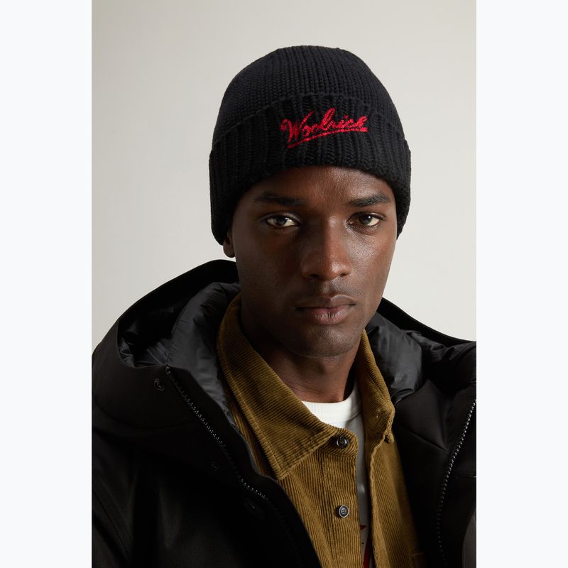 Pánska zimná čiapka Woolrich Merino Wool Logo Beanie black 6