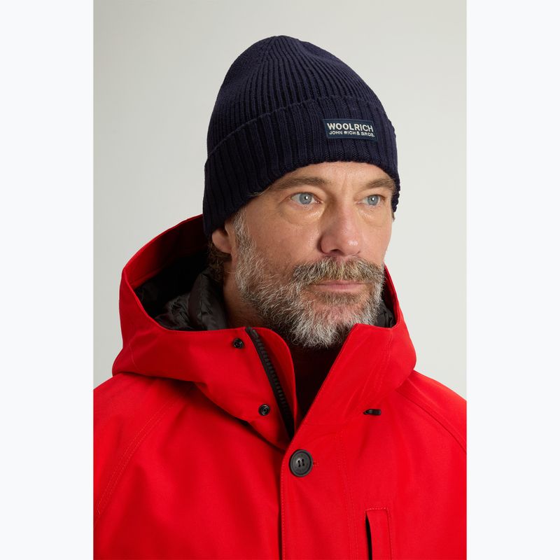 Pánska zimná čiapka Woolrich Legacy Patch Beanie melton blue 4