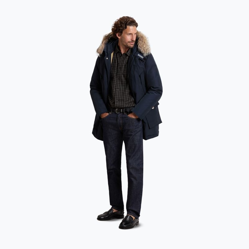 Pánsky zateplený kabát Woolrich Arctic Detachable Fur Parka melton blue 2