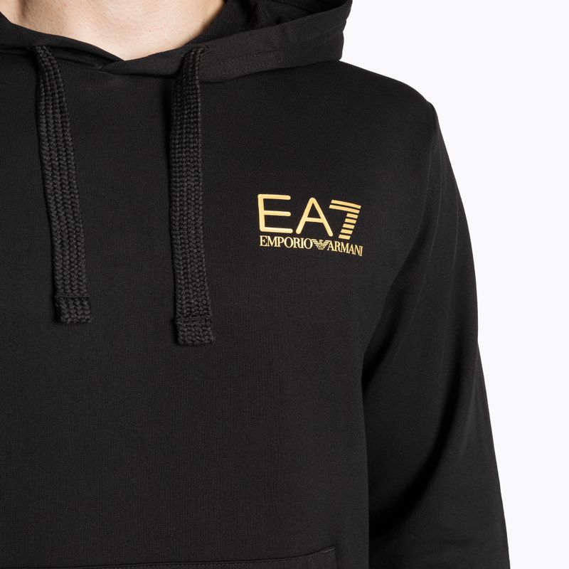 Pánska mikina EA7 Emporio Armani Train Logo Series Hoodie Extended Logo Coft black/gold logo 3