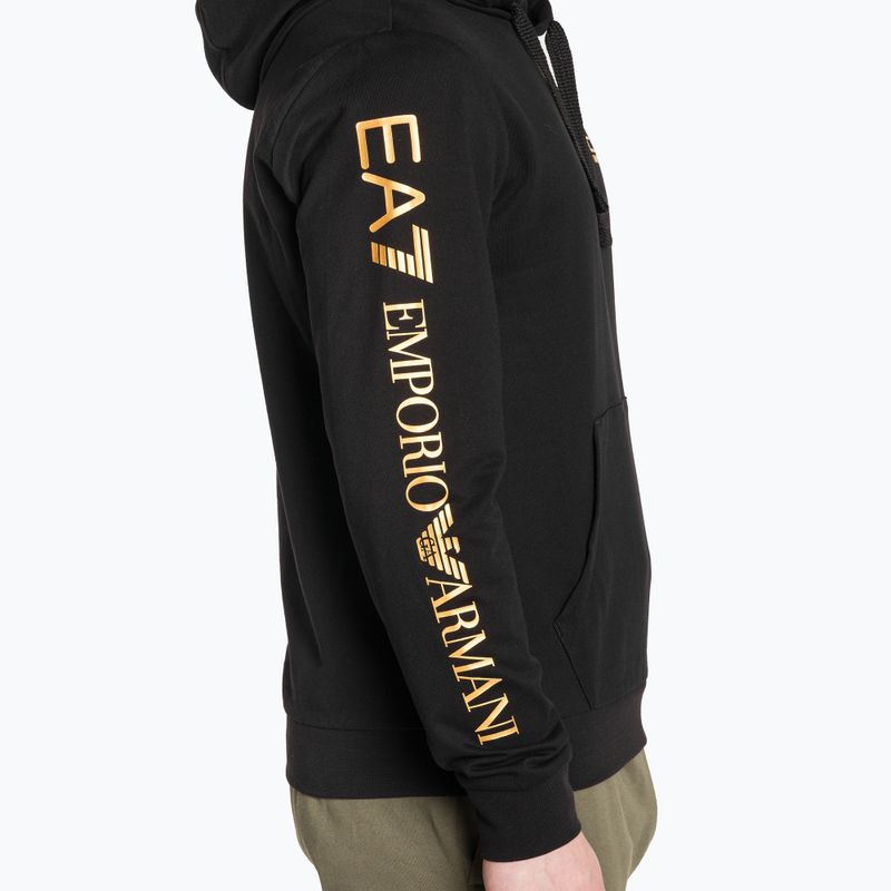 Pánska mikina EA7 Emporio Armani Train Logo Series Hoodie Extended Logo Coft black/gold logo 4