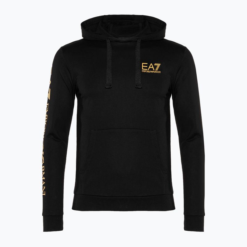 Pánska mikina EA7 Emporio Armani Train Logo Series Hoodie Extended Logo Coft black/gold logo 5
