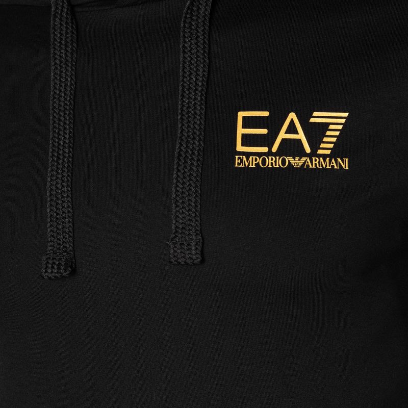Pánska mikina EA7 Emporio Armani Train Logo Series Hoodie Extended Logo Coft black/gold logo 7