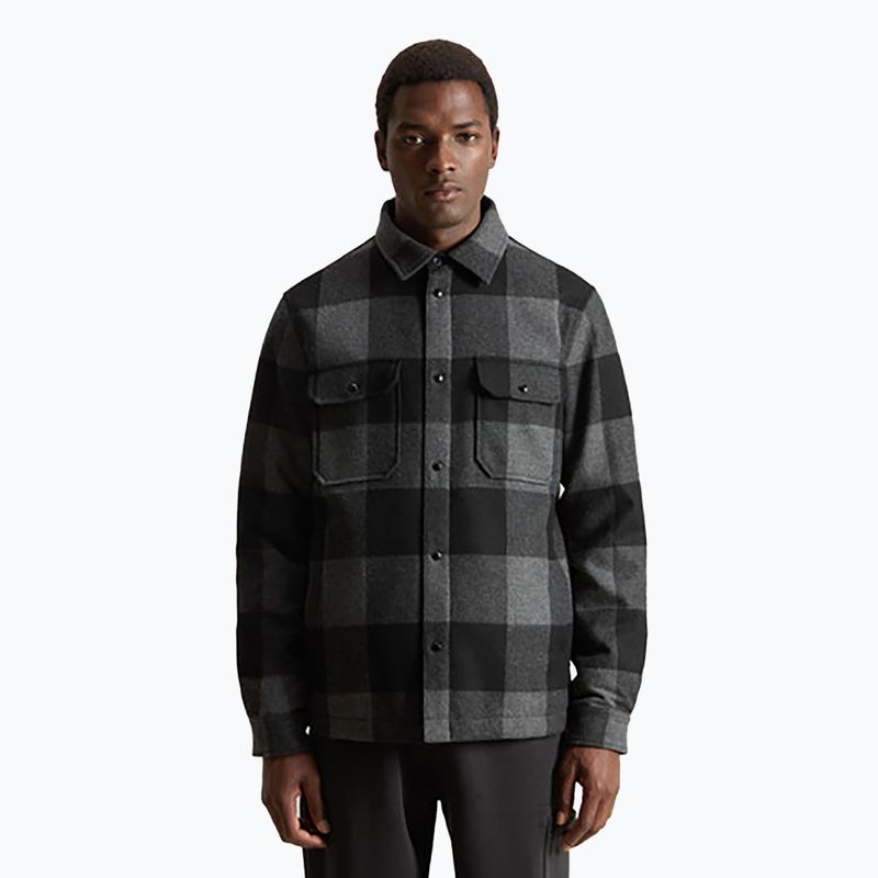 Pánska bunda Woolrich Alaskan Wool Check Overshirt charcoal buffalo