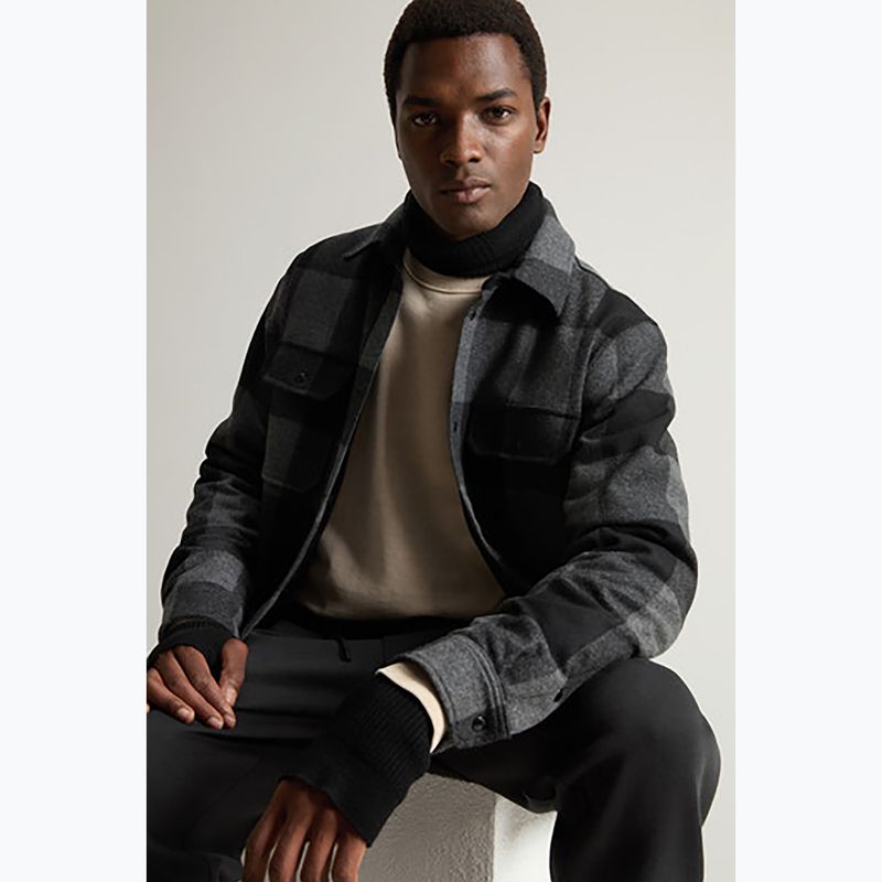 Pánska bunda Woolrich Alaskan Wool Check Overshirt charcoal buffalo 4