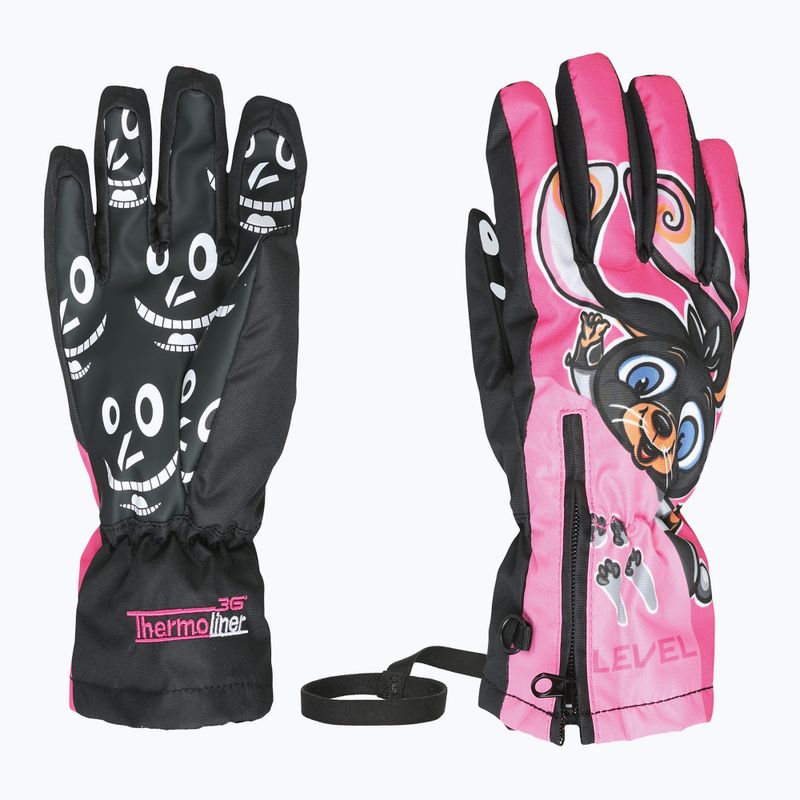 Detské lyžiarske rukavice Level Lucky hot pink