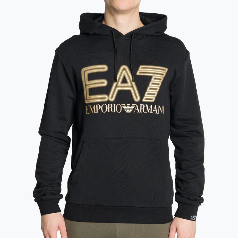 Pánska mikina EA7 Emporio Armani Train Logo Series Oversize Logo Hoodie Coft black