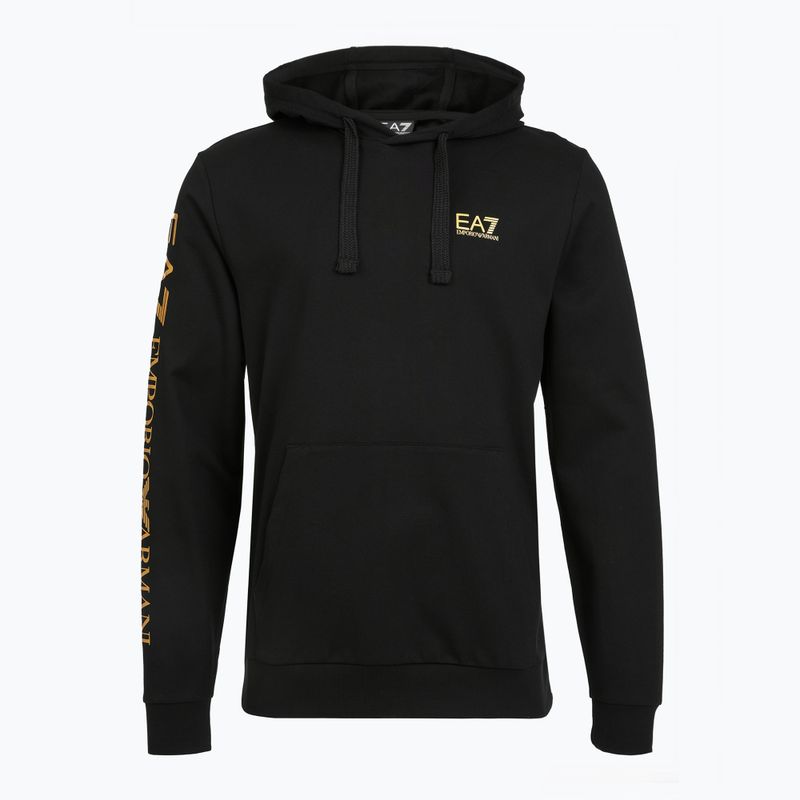 Pánska mikina Emporio Armani EA7 Train Logo Series Extended Logo Hoodie black / gold