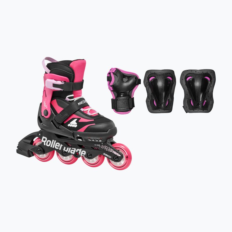 Detské korčule s chráničmi Rollerblade Microblade Combo Jr black/pink 15