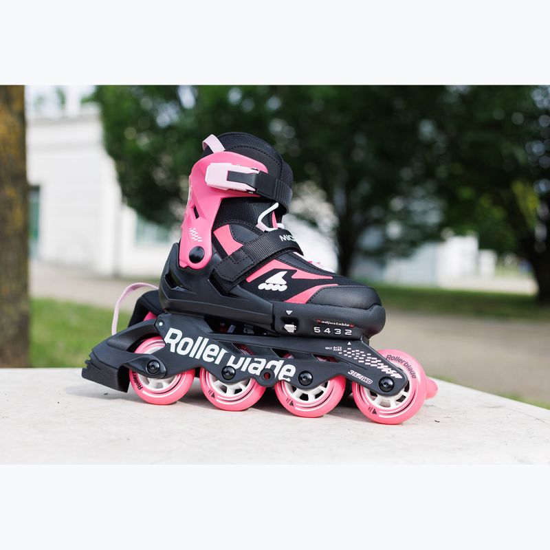 Detské korčule s chráničmi Rollerblade Microblade Combo Jr black/pink 8