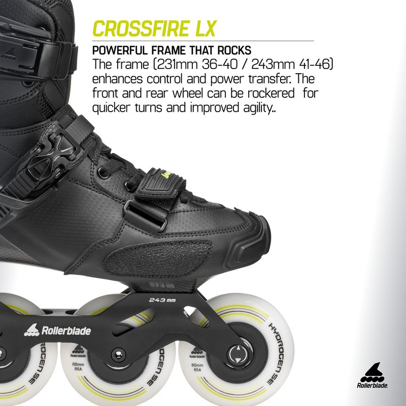 Pánske kolieskové korčule Rollerblade Crossfire LX black/lime 9