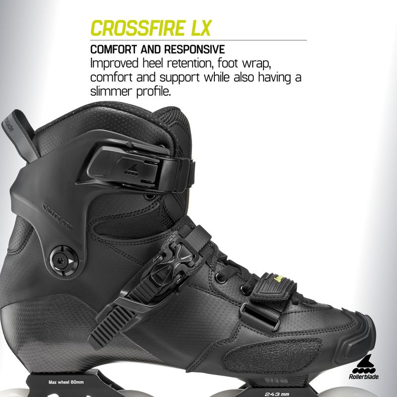 Pánske kolieskové korčule Rollerblade Crossfire LX black/lime 10