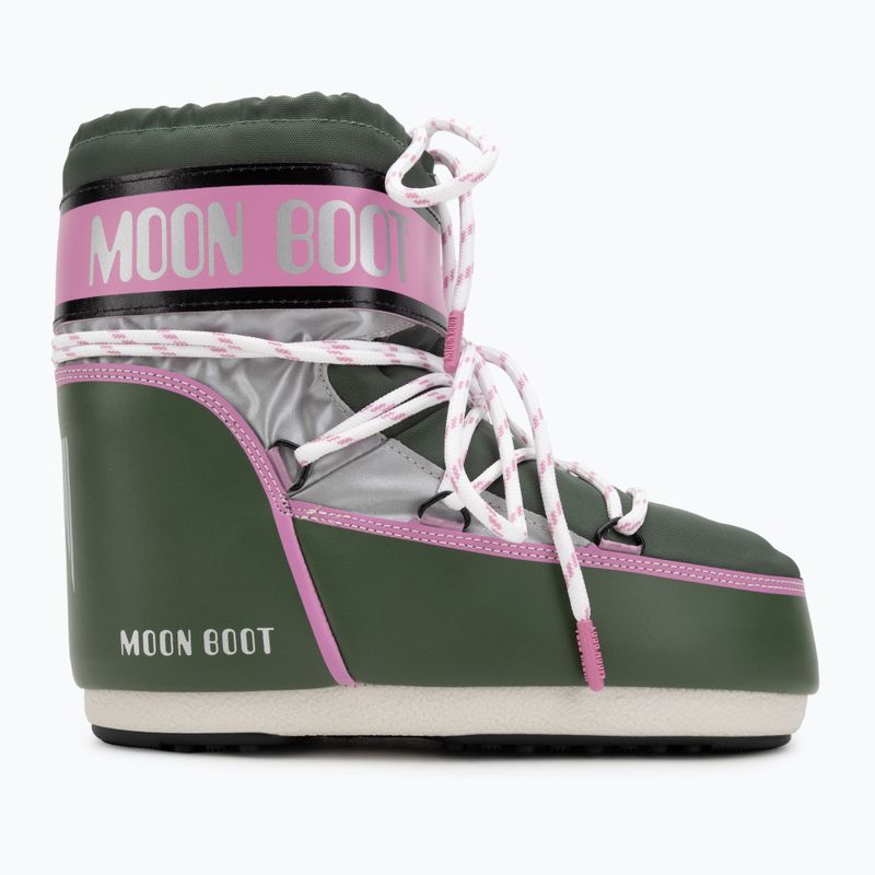 Dámske snehové topánky Moon Boot Icon Low Space Racing forest green/silver/pink 2