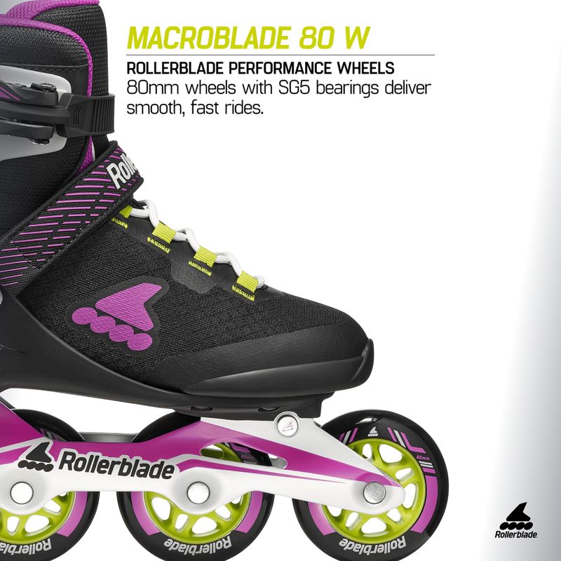 Dámske kolieskové korčule Rollerblade Macroblade 80 W black/dark fuchsia 8