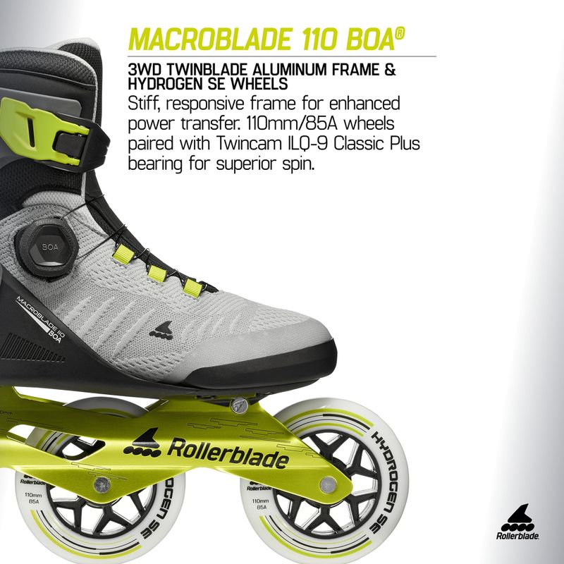 Pánske kolieskové korčule Rollerblade Macroblade 110 Boa black/grey/lime 9