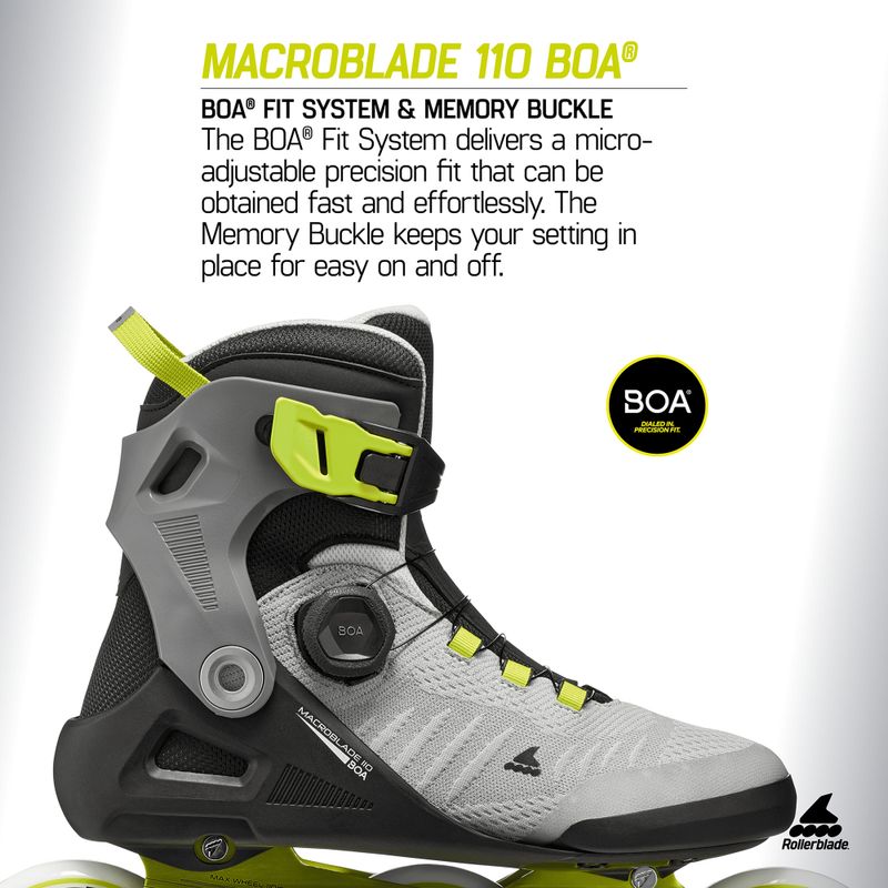 Pánske kolieskové korčule Rollerblade Macroblade 110 Boa black/grey/lime 10