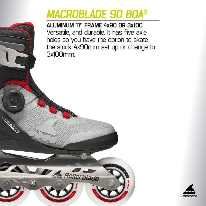 Pánske kolieskové korčule Rollerblade Macroblade 90 Boa black/grey/red 9
